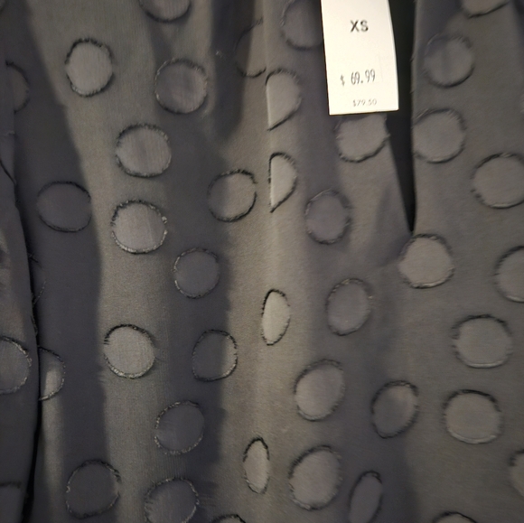 Ann Taylor Black Relaxed Blouse with Tie Front and Long Sleeves - Picture 3 of 5